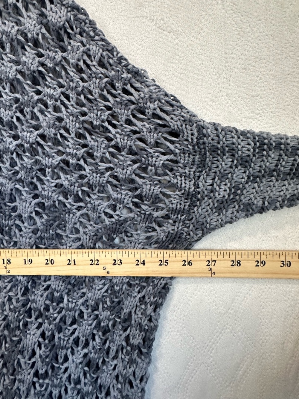 American Eagle Open-Knit Marled Gray Long Cardigan Sweater Sz M Crochet Boho - Picture 14 of 14